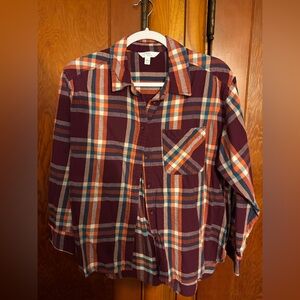 3/$15: Time and Tru Multicolor Plaid Shirt